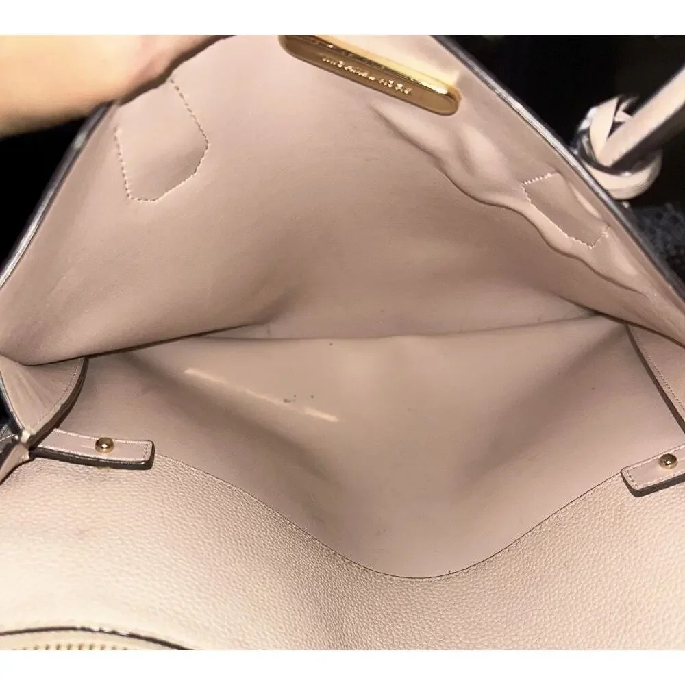 Michael Kors Mercer Large Pebbled Leather Light Pink Belted Satchel